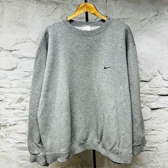 Vintage 90s Nike Mens XL Embroidered Swoosh Gray Crewneck Sweatshirt White Tag - Picture 1 of 8